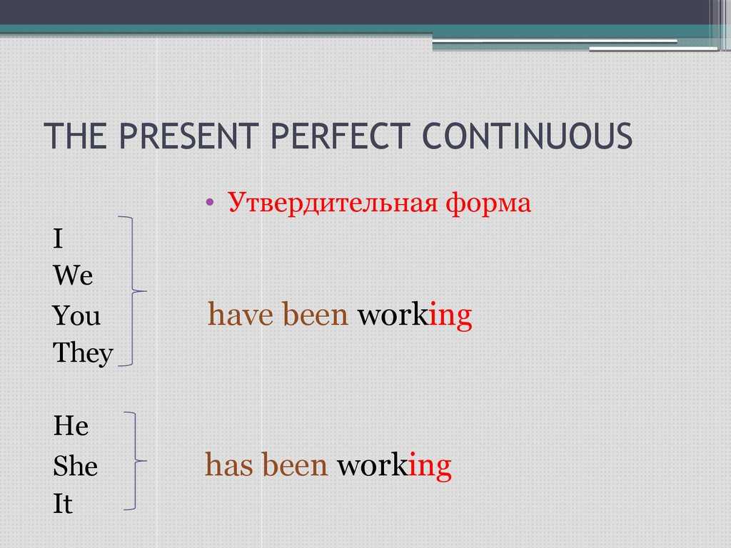 Present perfect continuous (настоящее совершенное длительное время в английском языке): образование, употребление, примеры предложений