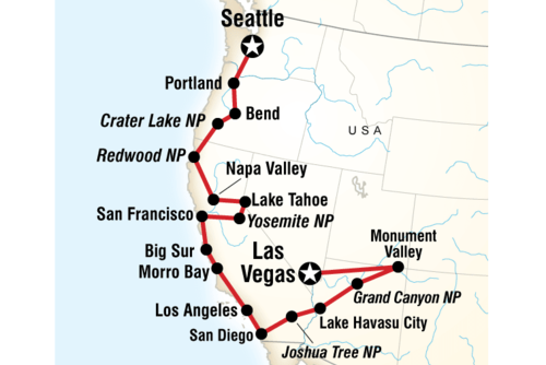 California road trip planner with 17 striking stops