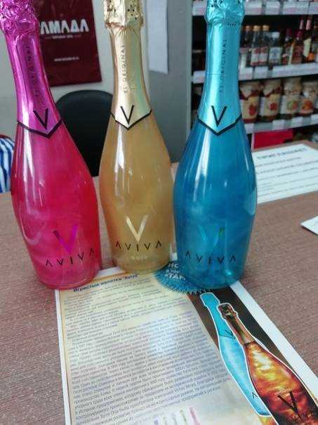 Шампанское с блестками aviva голубое, розовое, красное, белое