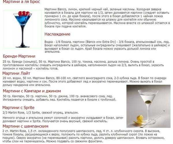 Коктейли с мартини: рецепты и состав