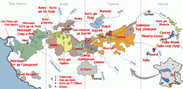 Карта винных регионов франции