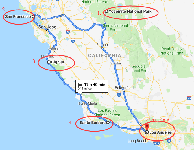 A complete california road trip itinerary for 10 days