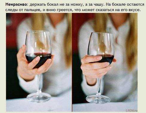 Как правильно держать бокал с белым и красным вином
